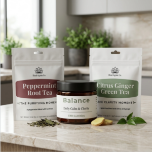The Comfort Collection. Balance Cbd gummies. Citrus Ginger Green Tea. Peppermint Root Tea