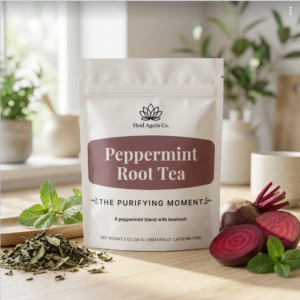 Heal Again Co. Peppermint Root Tea loose-leaf peppermint root tea with beetroot peppermint ginger dandelion root and blackberry leaves