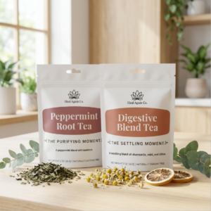Heal Again Co Reset Tea Bundle with Digestive Blend Tea and Peppermint Root Tea loose-leaf herbal teas